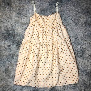 Embroidered Orange Polka Dot Babydoll Dress